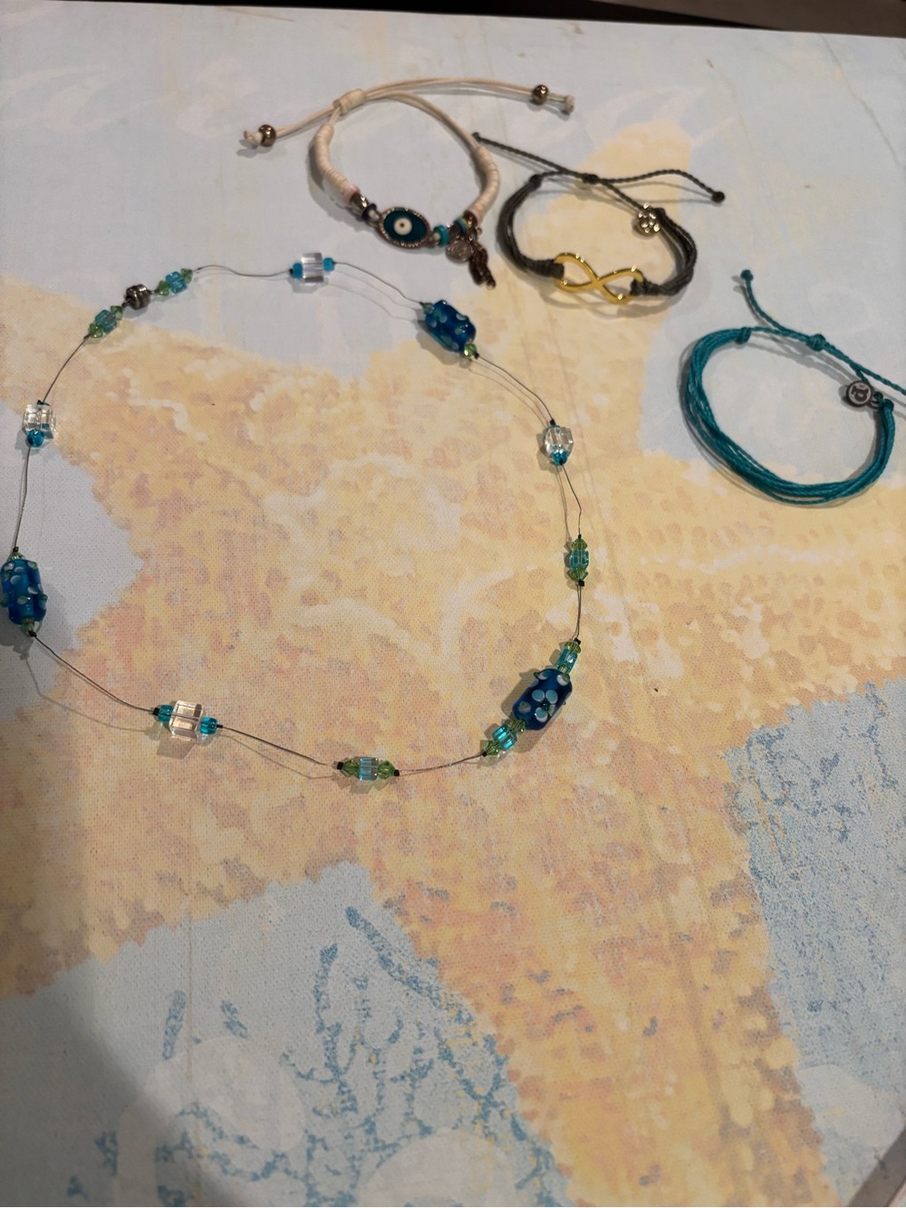 3 cord bracelets. 1 beaded Necklace. Pura Vida and evil eye bracelet. $18.00 - Picture 9 of 11